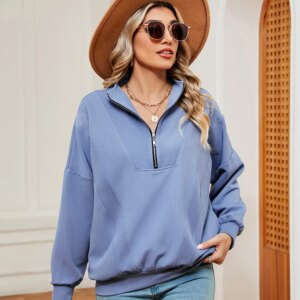 Maxct &Half-Zip Dropped Shoulder Sweatshirt
