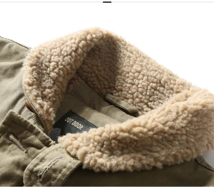 &Men's Fleece & Cashmere Lined ARMY Bomber Jacket