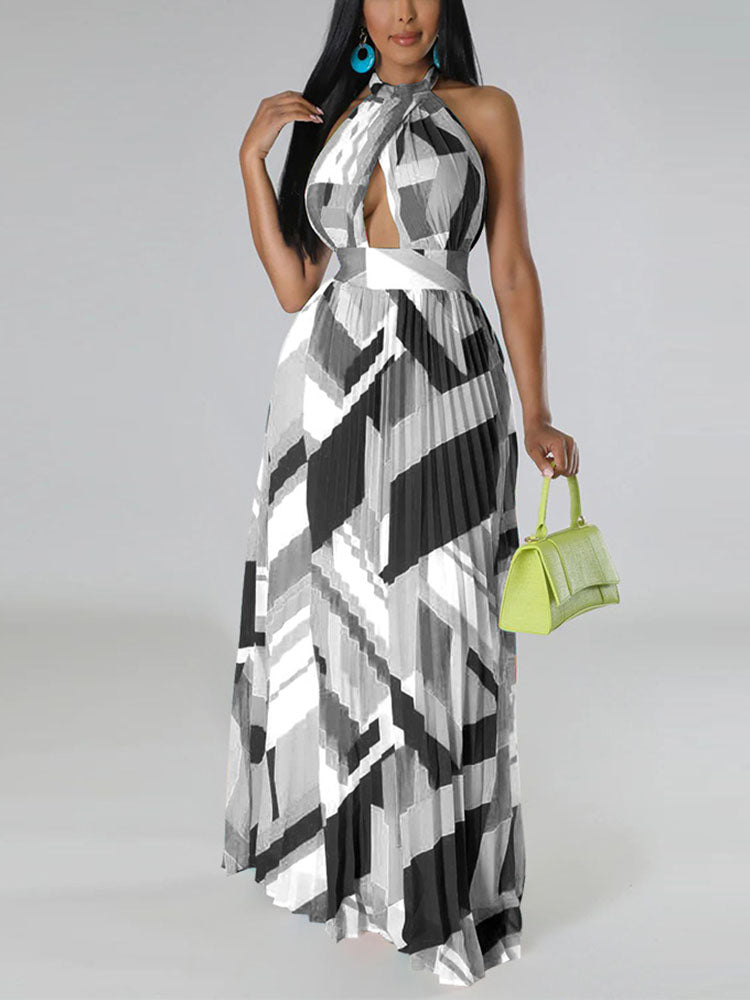Halter Pleated Maxi Dress Maxct