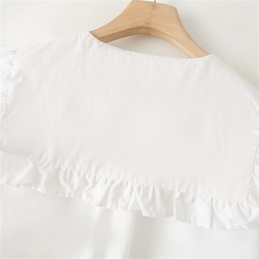 Maxct Autumn New Product Women's Simple and Versatile French Fashion Small Round Collar Long Sleeve Shirt