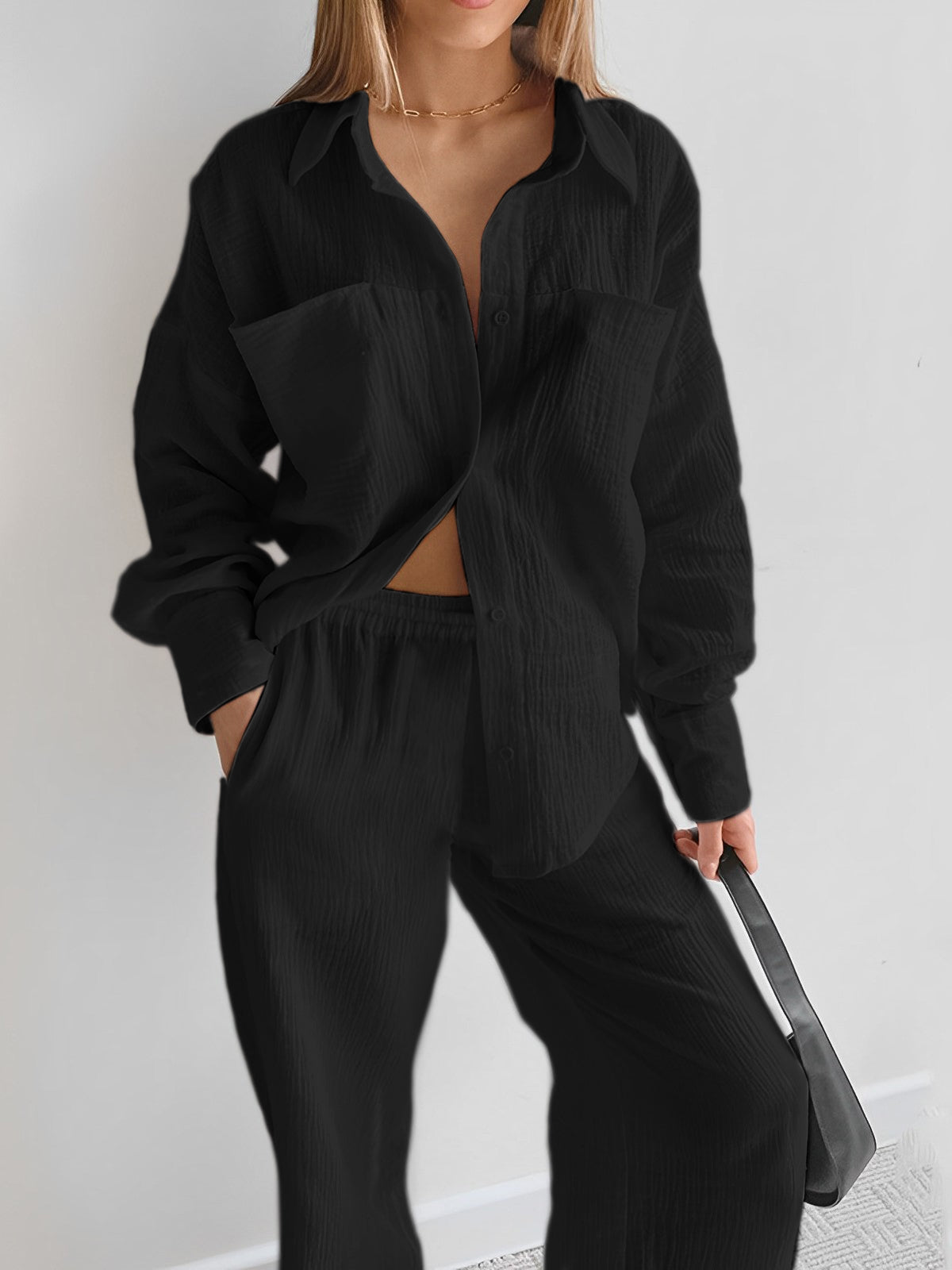 Maxct Minimalist Cotton Two Piece Pants Set