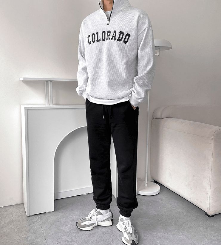 Maxct 6684 Waffle Knit Half Zip-Up Colorado Collar Sweater