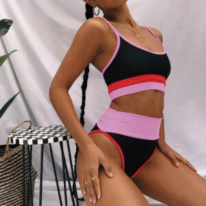 Maxct &Color Block Spaghetti Strap Two-Piece Swim Set