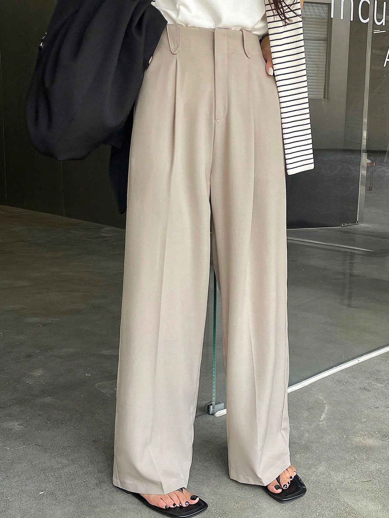 Maxct Women Fashion Loose Pure Color Daily Wear All-Match Office Pants