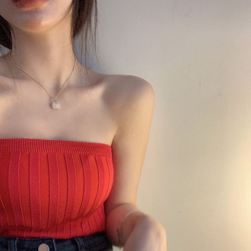 Maxct Tube Top For Women Short Sleeveless Vest Summer Solid Color Tops