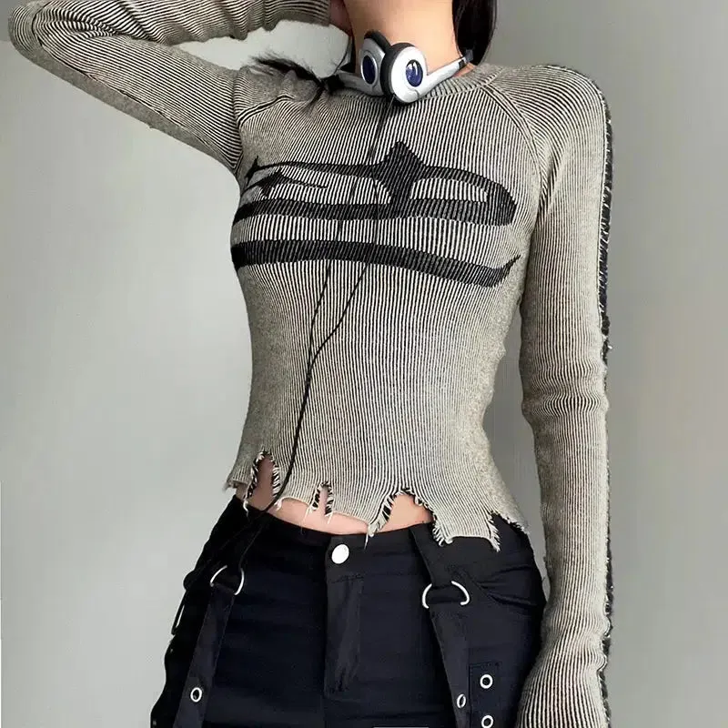 Maxct &Grunge Long Sleeve Distressed Top