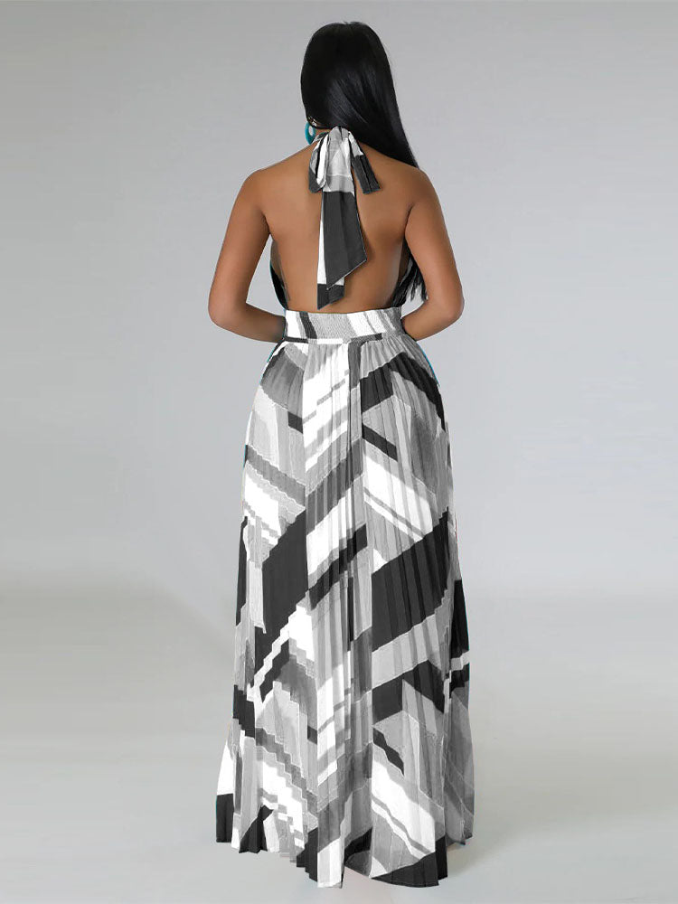 Halter Pleated Maxi Dress Maxct