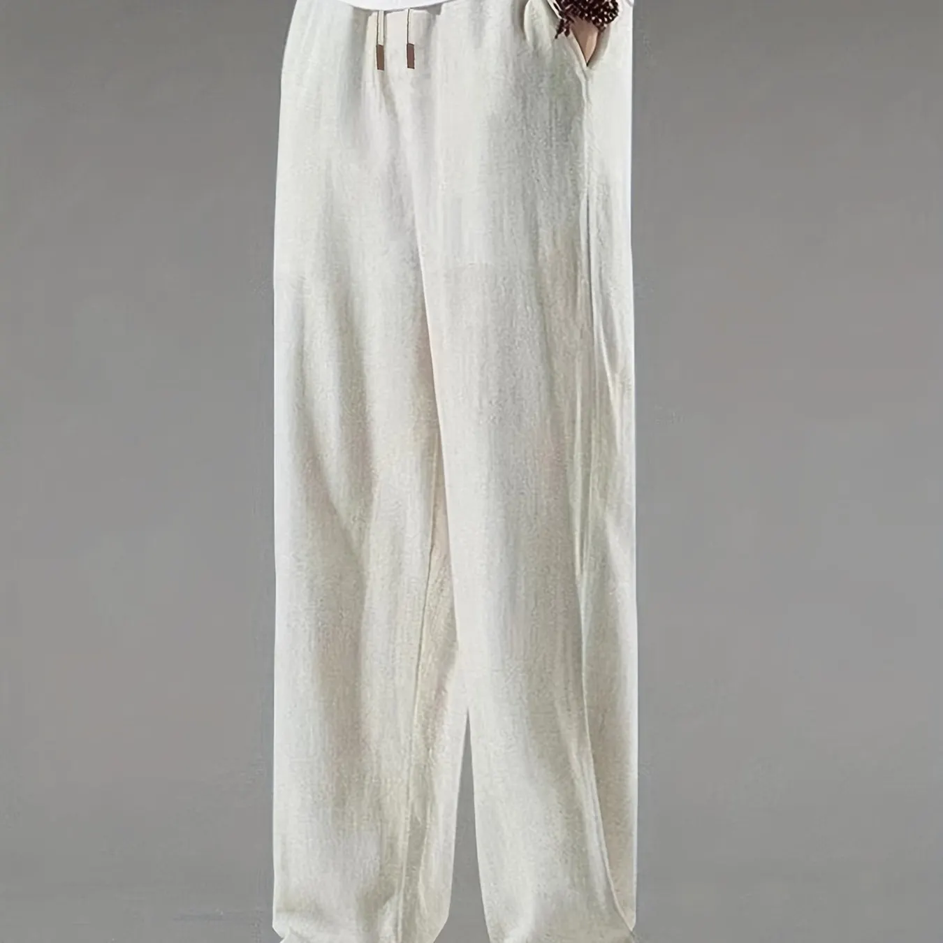 Maxct  Classic Design Comfy Loose Fit Pants, Men's Waist Drawstring Slant Pocket Casual Pants For Four Seasons