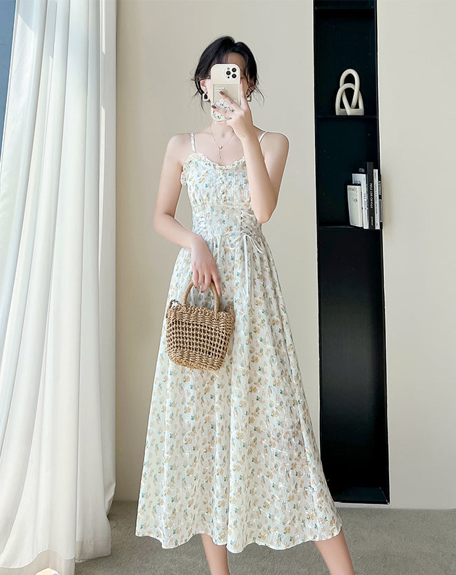 May Flowers Lace Up Cami Dress Maxct