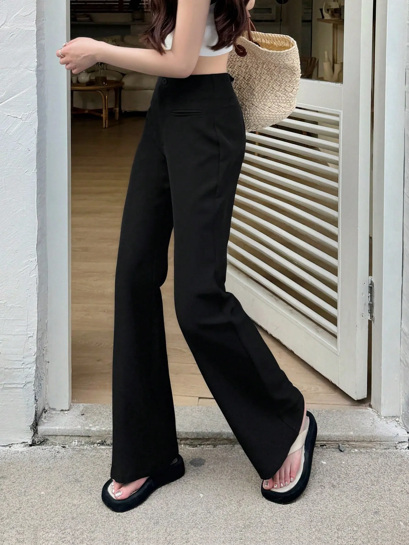 Maxct Women Plain And Simple Daily Long Flare Leg Suit Pants