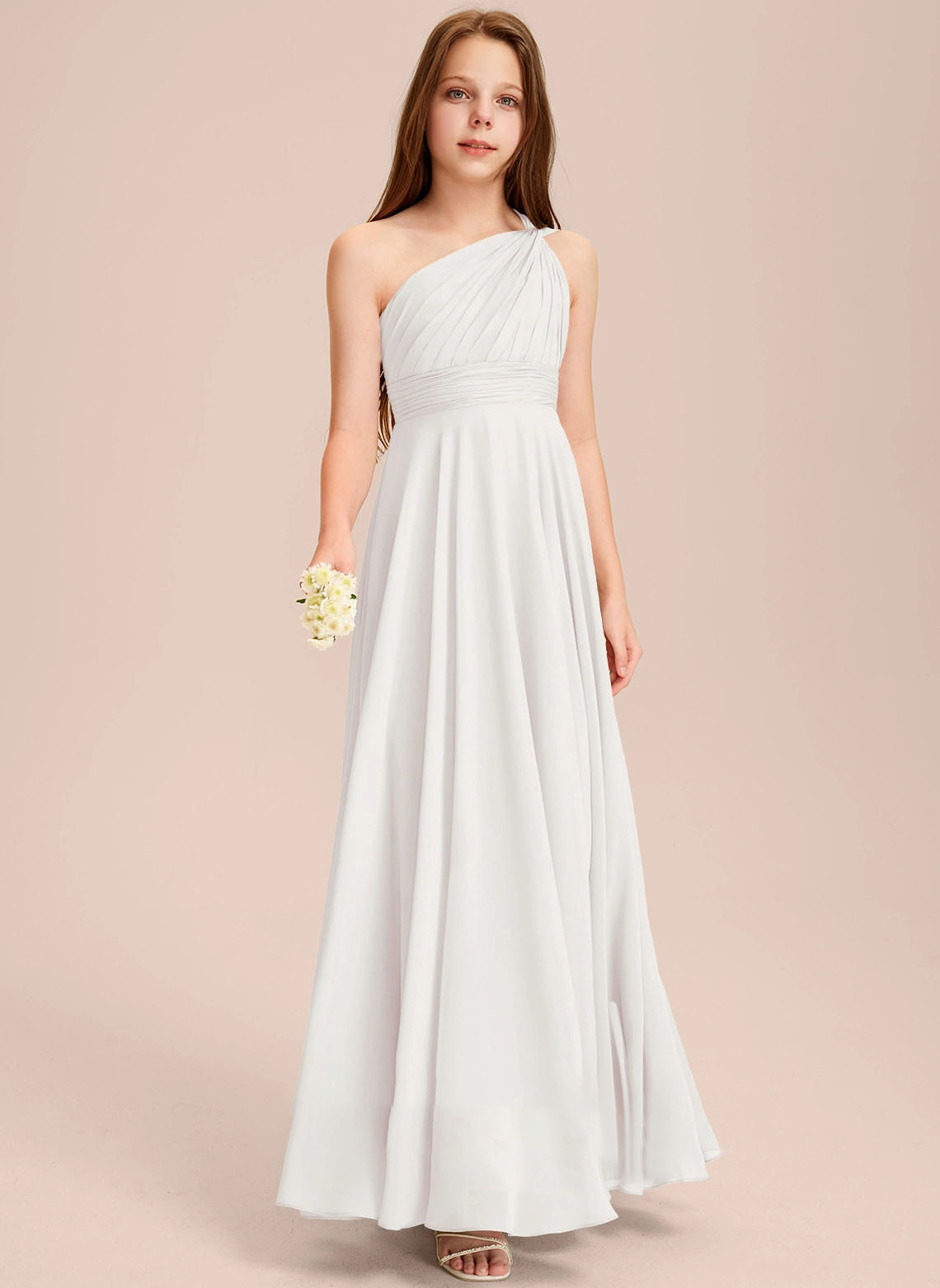 Maxct men costume ideas Simple One-Shoulder Chiffon Princess Dress Performance Ball Birthday Flower Girl Wedding Bridesmaid Dress