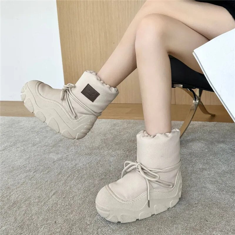 Chunky Leather Women's Slip-On Ankle Boots Maxct
