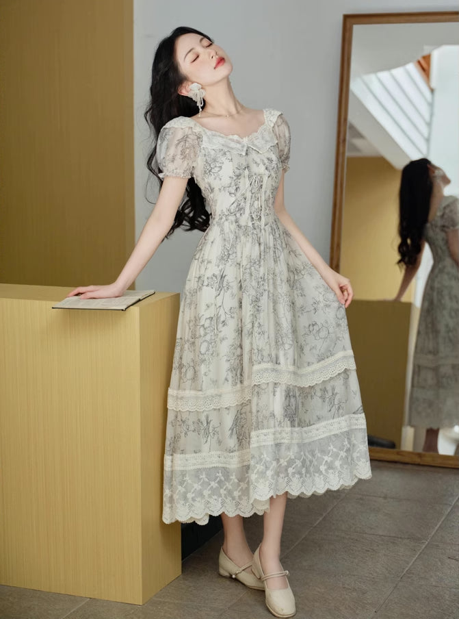 Porcelain Sketch Midi Dress Maxct