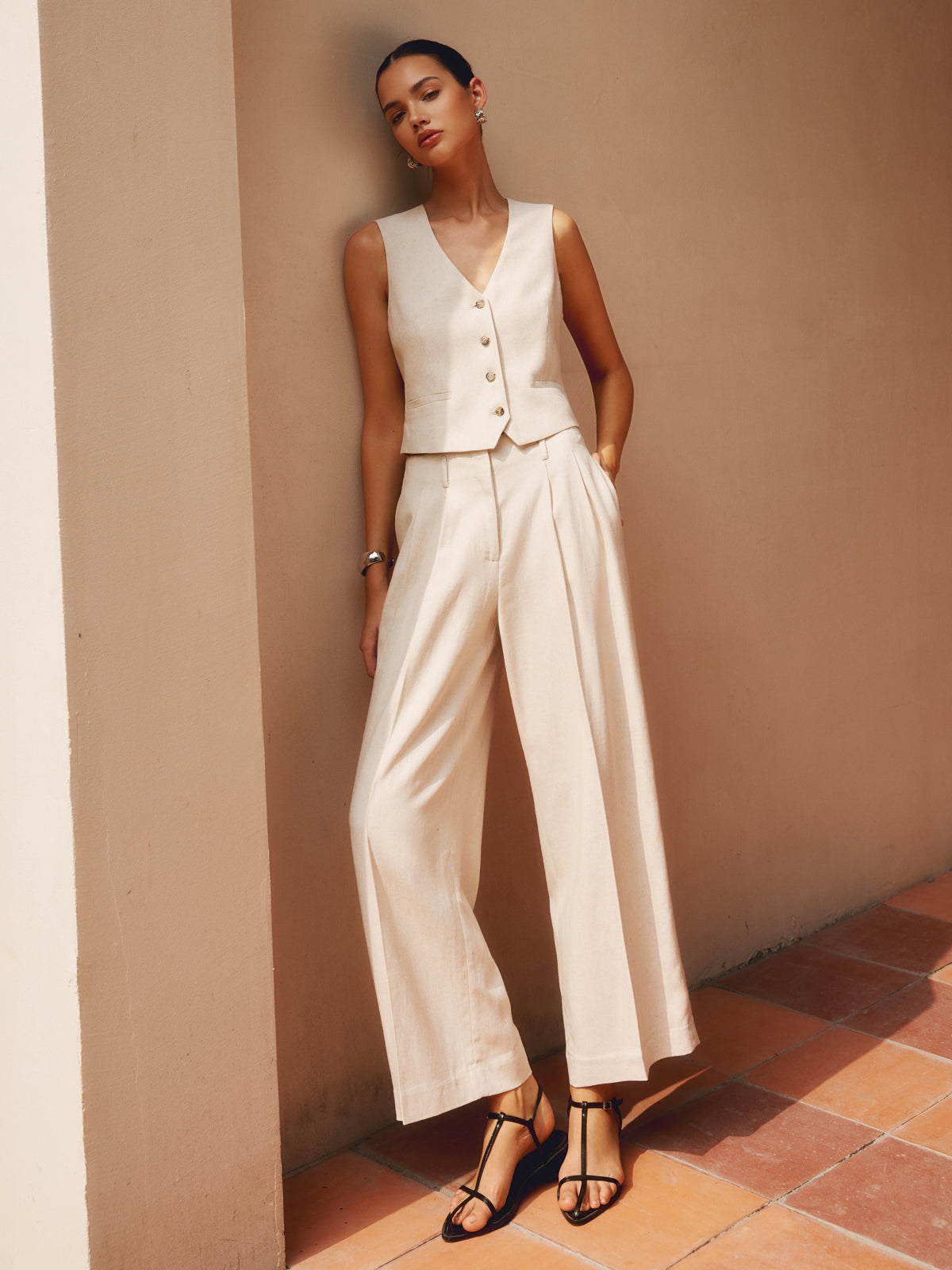Maxct Solid Suit Straight Leg Pants