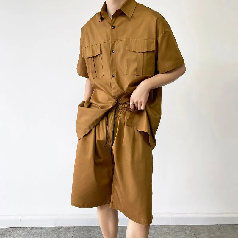 Maxct Two-Piece Square Neck Short Sleeve Shirt and Shorts