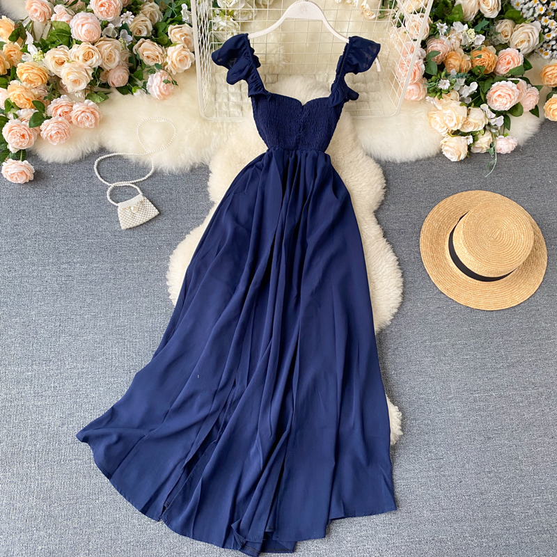 High Waist Slash Neck Women Long Dress Elegant Big Swing A-line Vestidos Verano Vintage Green/Red Party Robe For Female