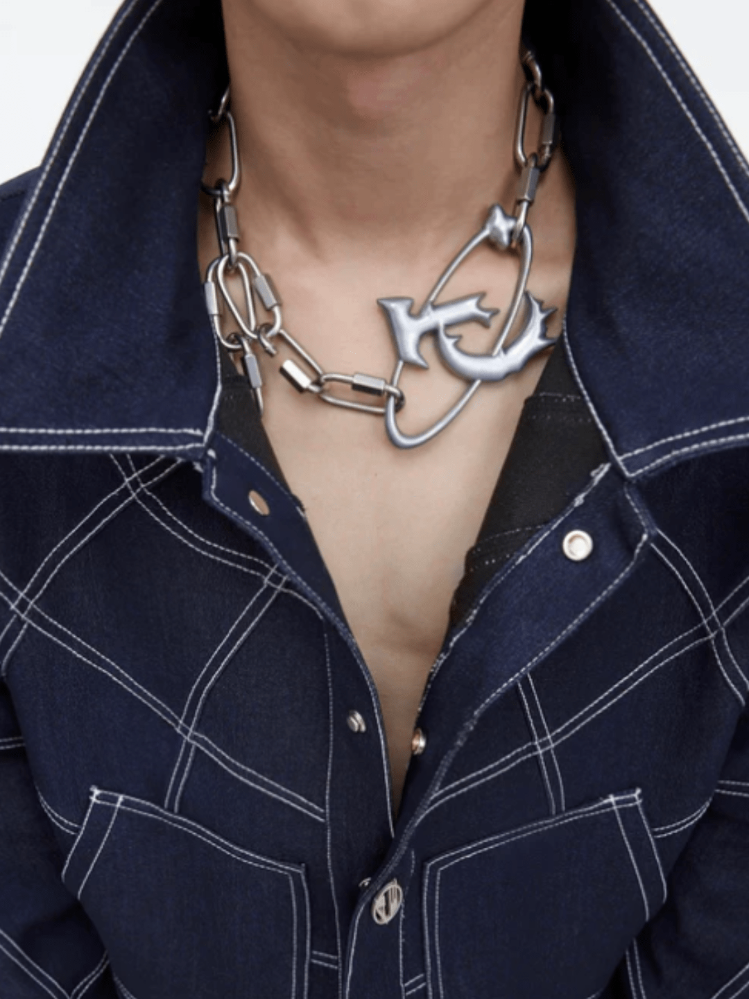 Maxct  Oversize Stitch Denim Jacket & Wide-leg Stitch Denim Jeans Setup NA676