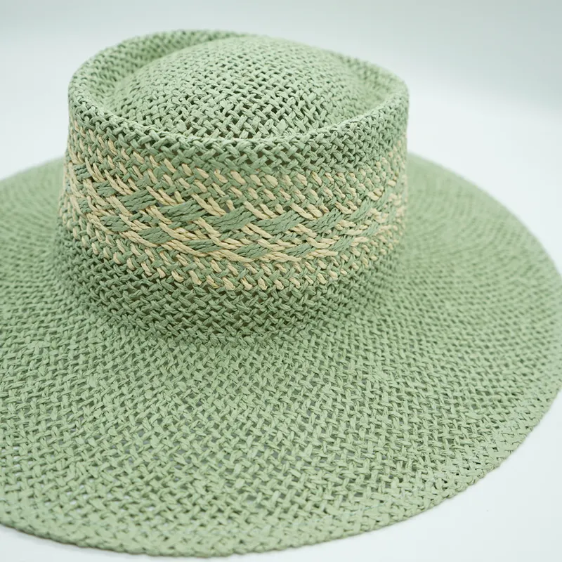 Straw Hat Japanese Style Black Brown Panama Women's Beach Big Brim