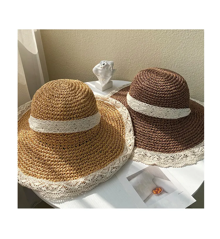 Straw Hat Ins Young Adult Shoelace Summer Outing Lace