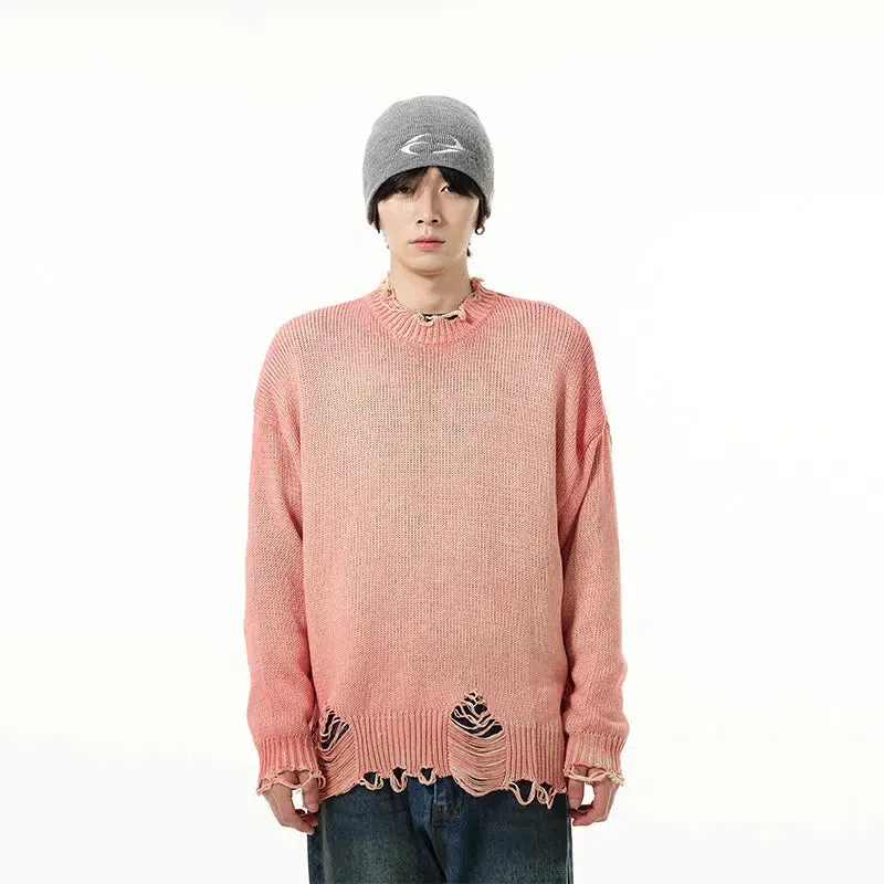 Maxct Round Neck Ripped Sweater