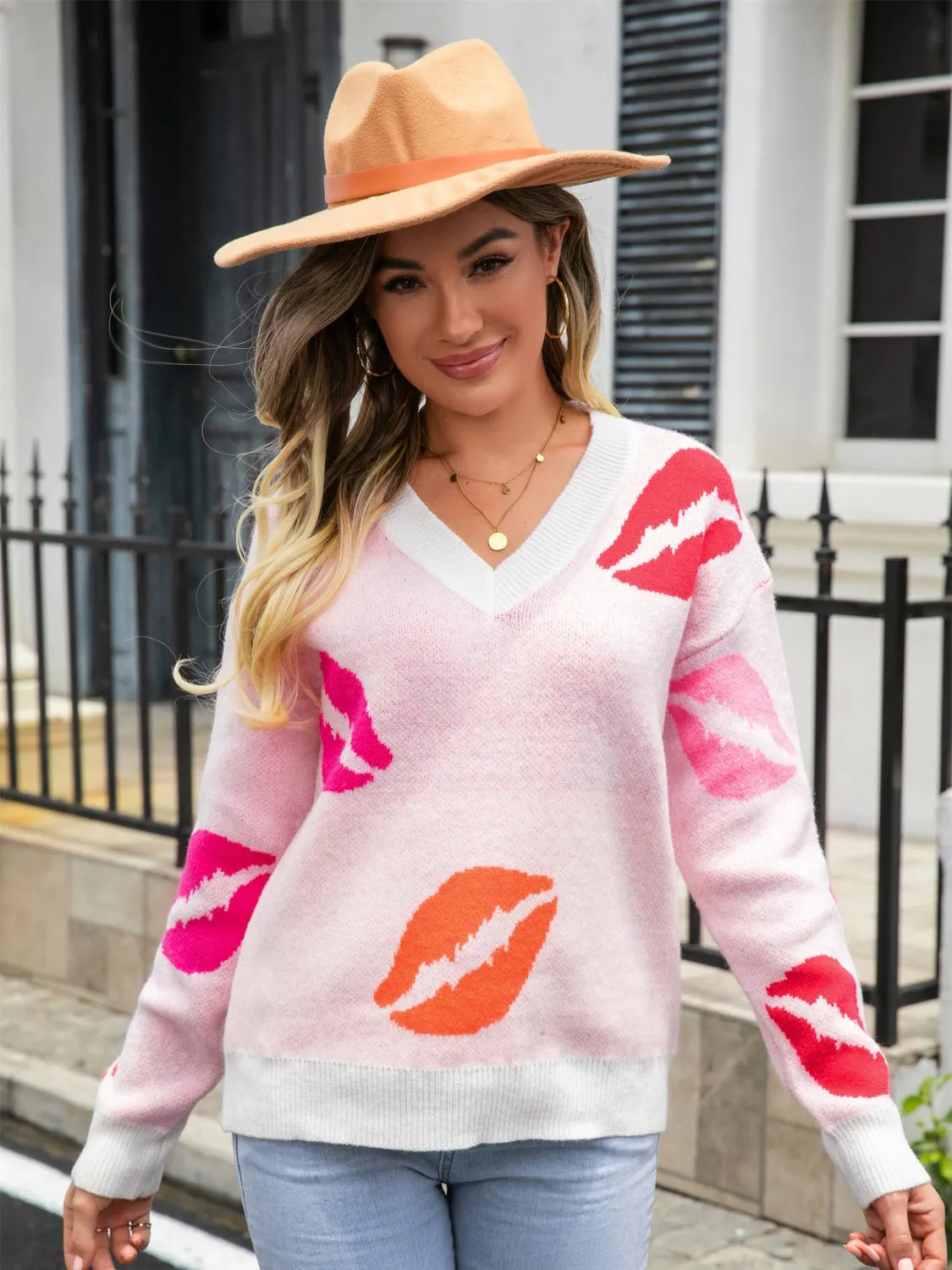 Maxct &Lip V-Neck Drop Shoulder Sweater