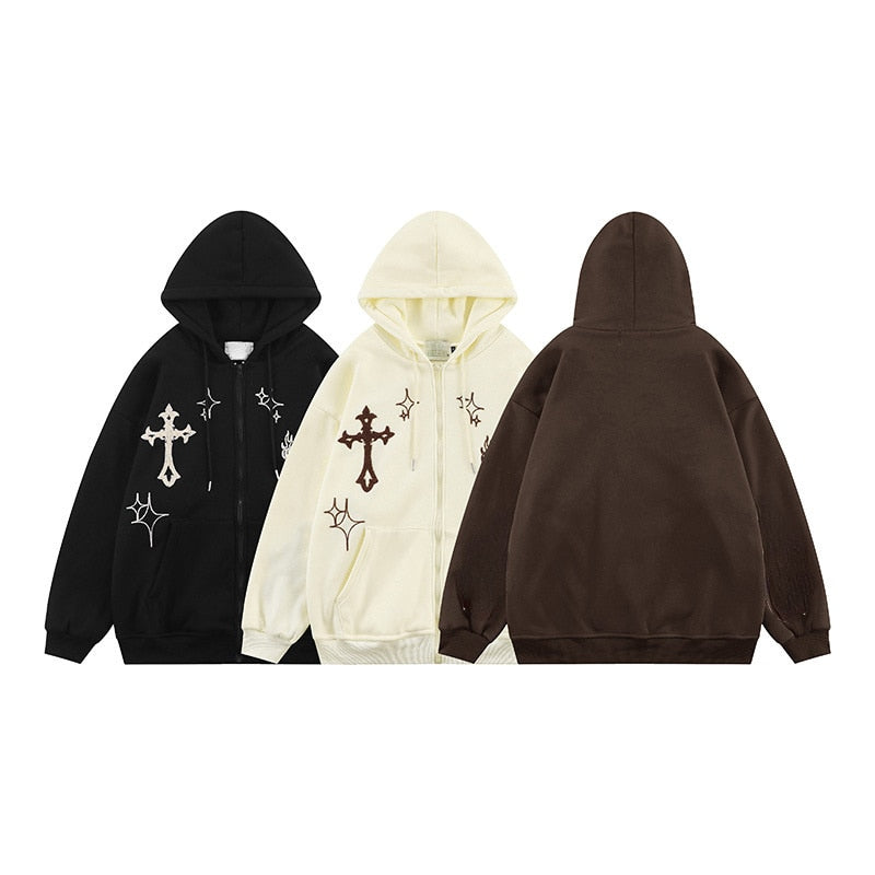 High Street Graphic Zip Hoodie for Women Maxct