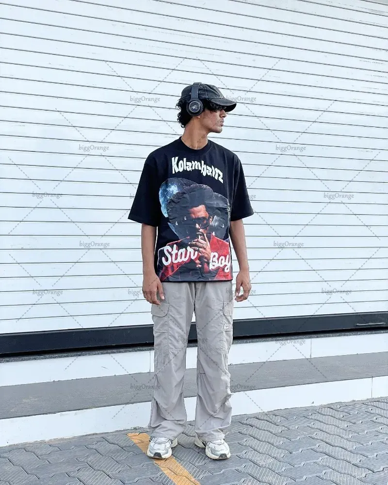 Y2K European and American Hip-hop Retro Loose Top Letter Printed T-shirt Men Street Round Neck Oversized Short-sleeved Women