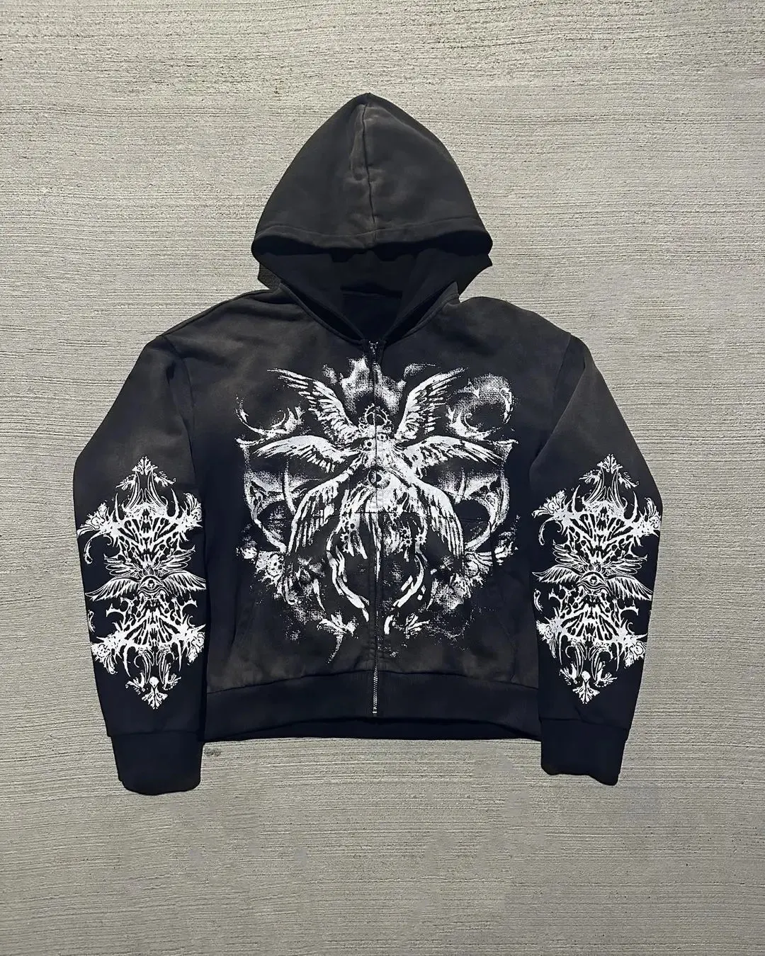 Maxct Y2k Winter Long Sleeved Hoodie Sweatshirt Oversized Winter Clothes Streetwear Y2k Vintage Punk Graffiti Print Top School Ootd