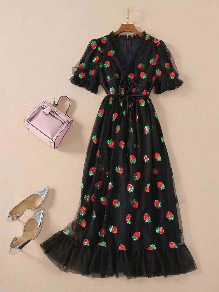 Strawberry Sequin Sweet Dress Maxct