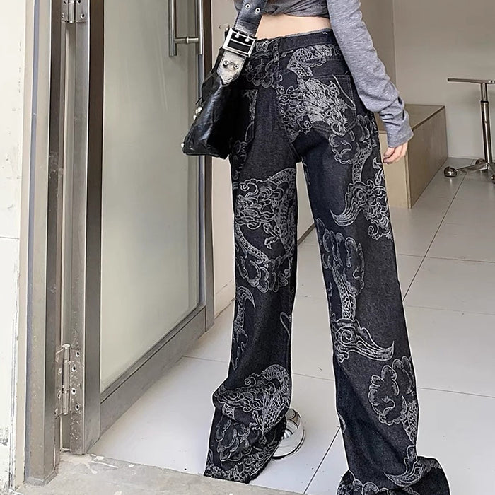 Japanese Dragon Aesthetic Jeans Maxct
