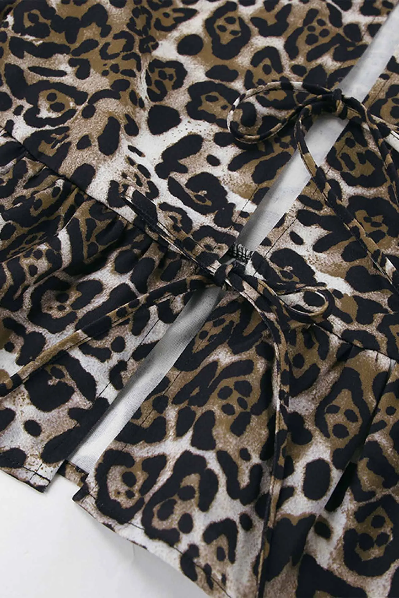 Maxct Leopard Printed Lace Up Long Pants Set