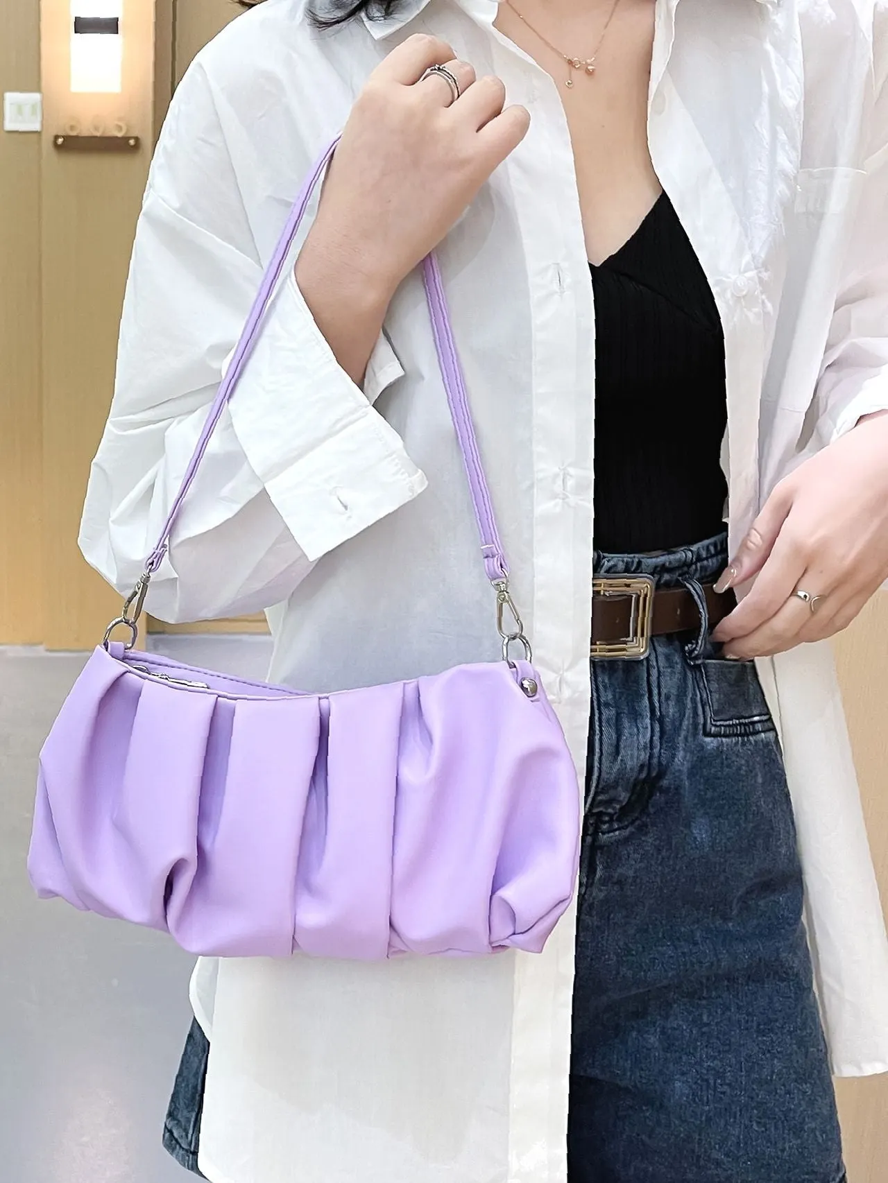 Bag For Love - Minimalist Ruched Bag - Women Maxct Bags