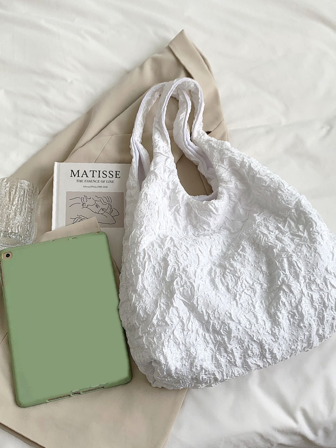 Maxct - Minimalist Ruched Detail Shoulder Tote Bag - Women Tote Bags