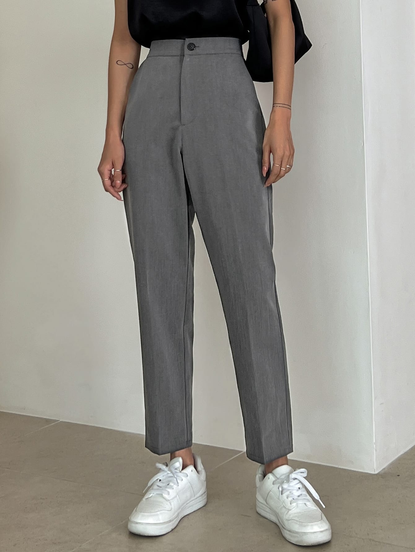Maxct Solid High Waist Tailored Pants