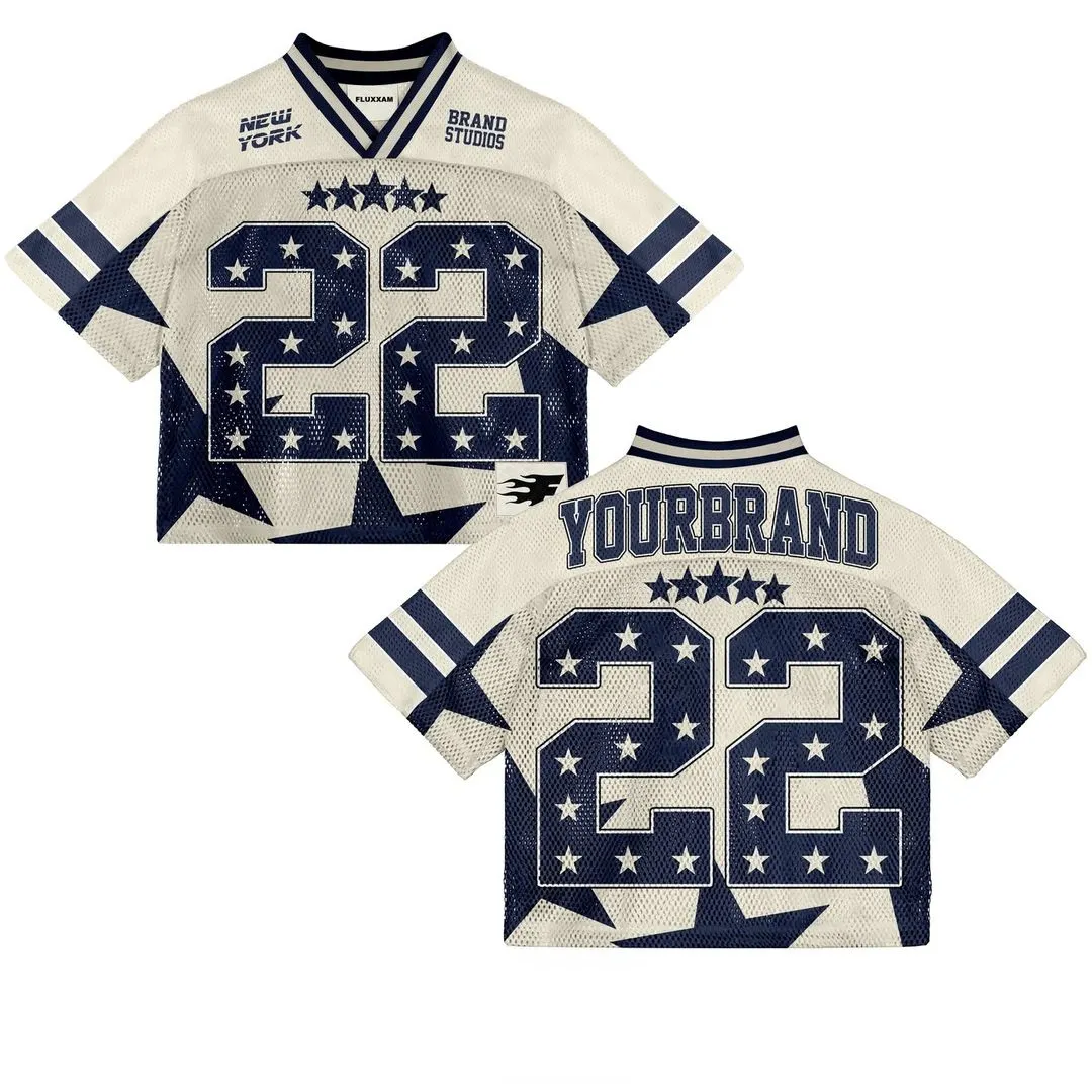 Maxct American Harajuku Trendy Y2K English Printed Baseball Sports Short-sleeved Men's Loose Casual Street T-shirt Football Jersey