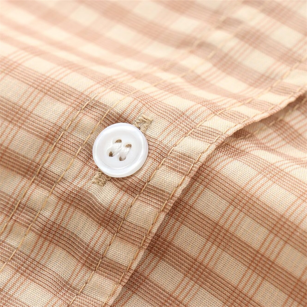 Autumn New Product Women's Fashion Loose Casual Collar Long Sleeve Pocket Decorative Checkered Shirt