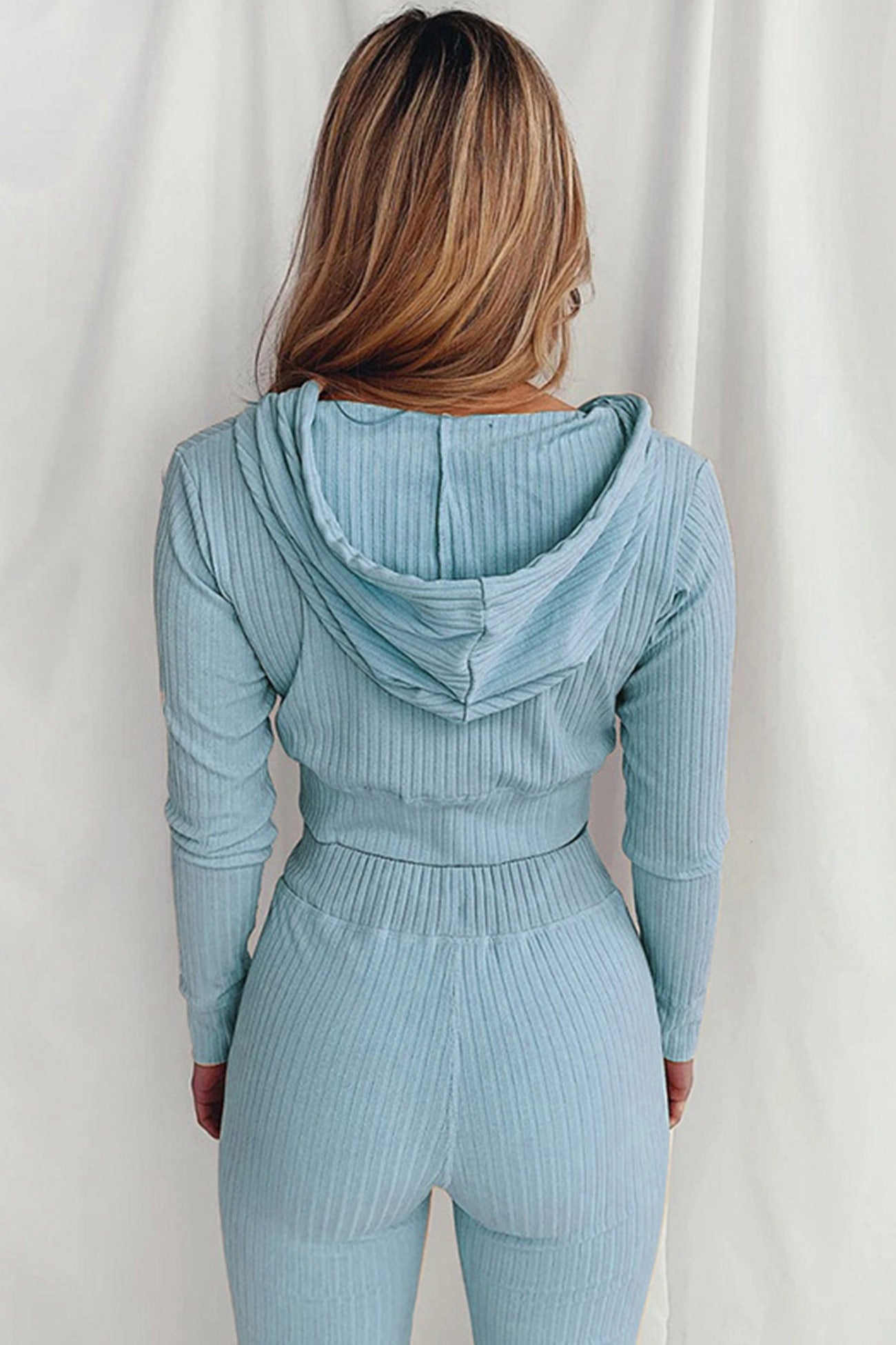 Maxct Ribbed Knit Hoodie Long Pants Suits