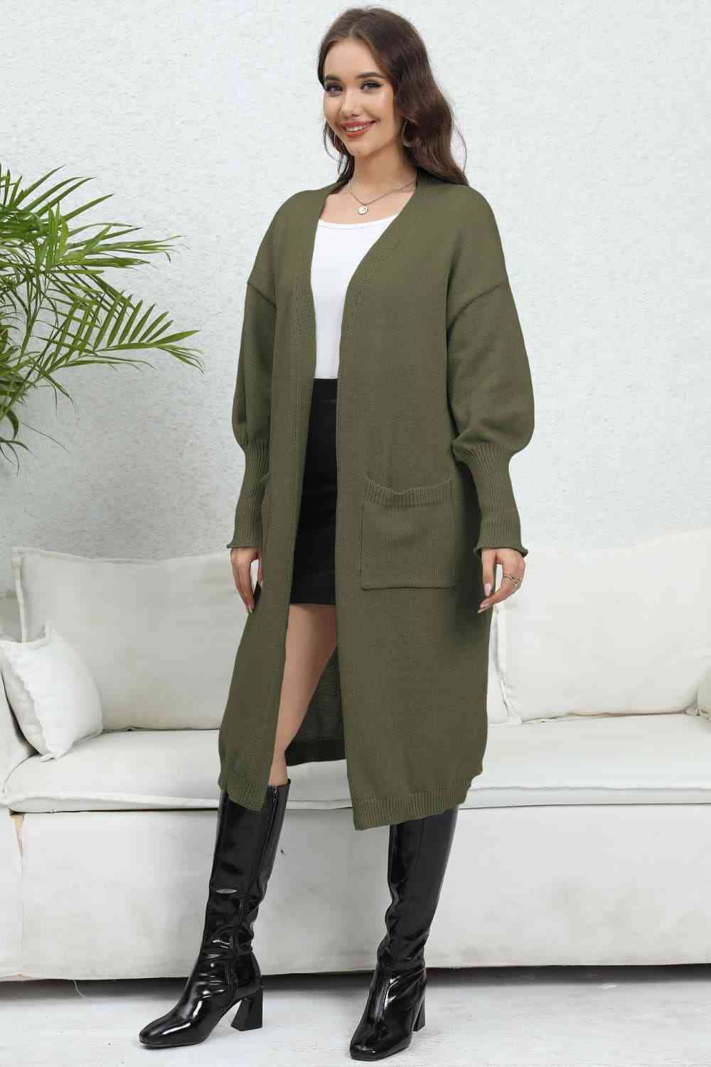 Maxct &Open Front Dropped Shoulder Cardigan