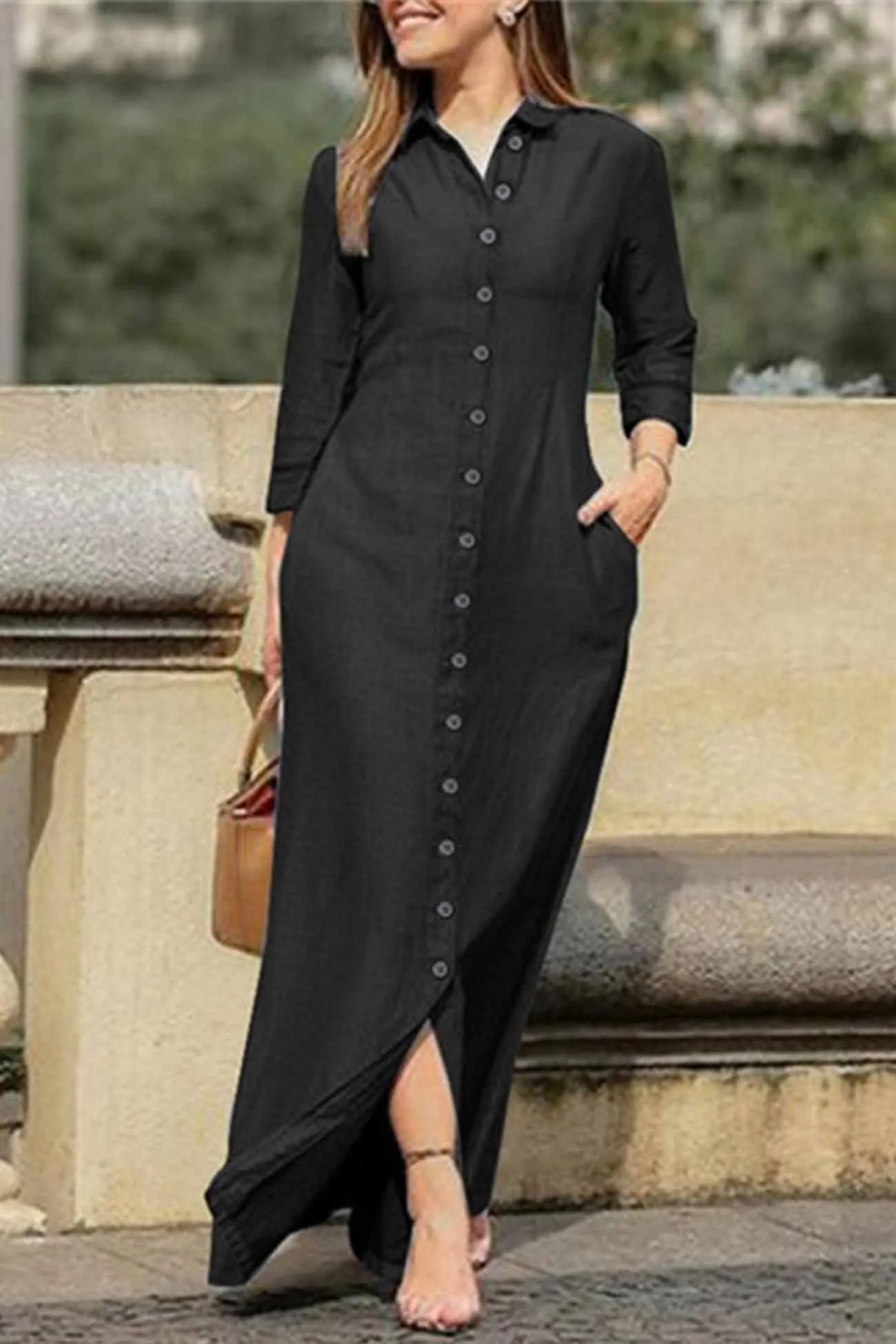Maxct Lapel Button Up Shirt Dress