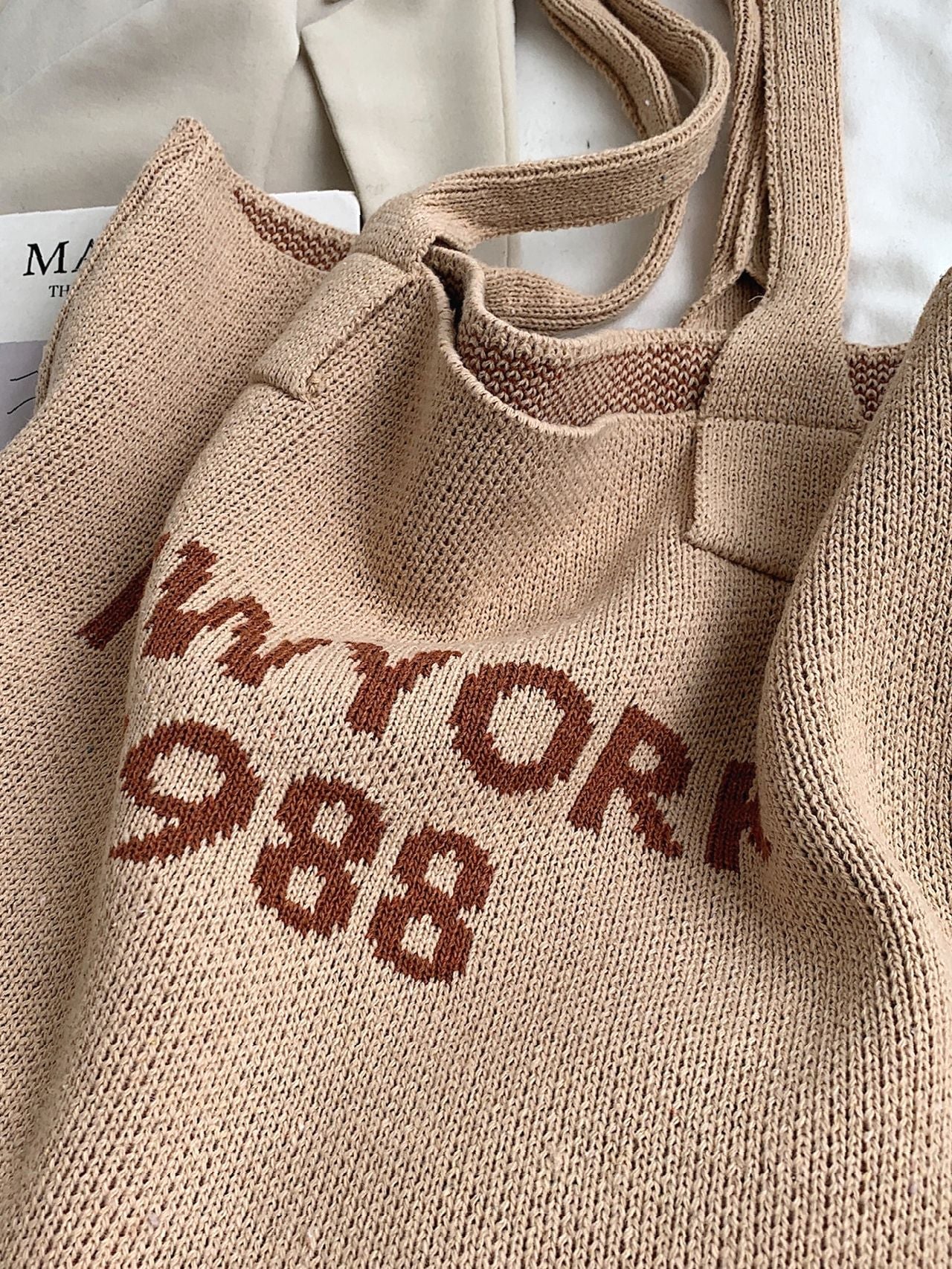 Maxct - Letter Graphic Crochet Shopper Bag  - Women Tote Bags