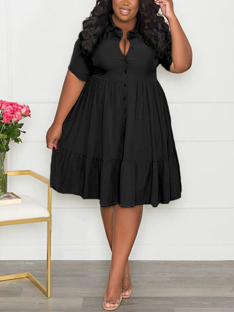 V-neck Lapels A-line Mini Dress Maxct