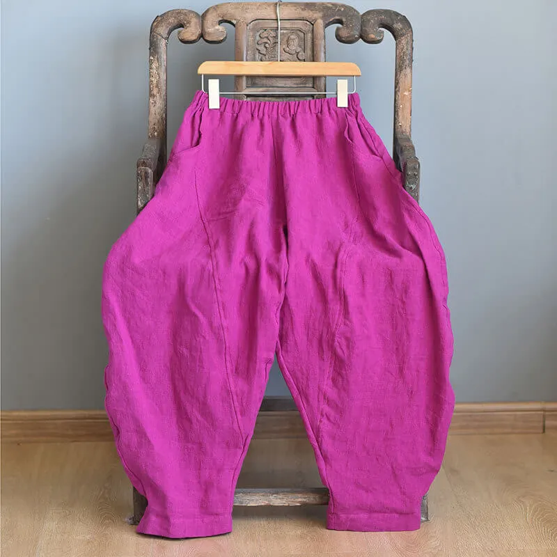 Maxct Plus Size - Spring Solid Color Linen Loose Casual Pants