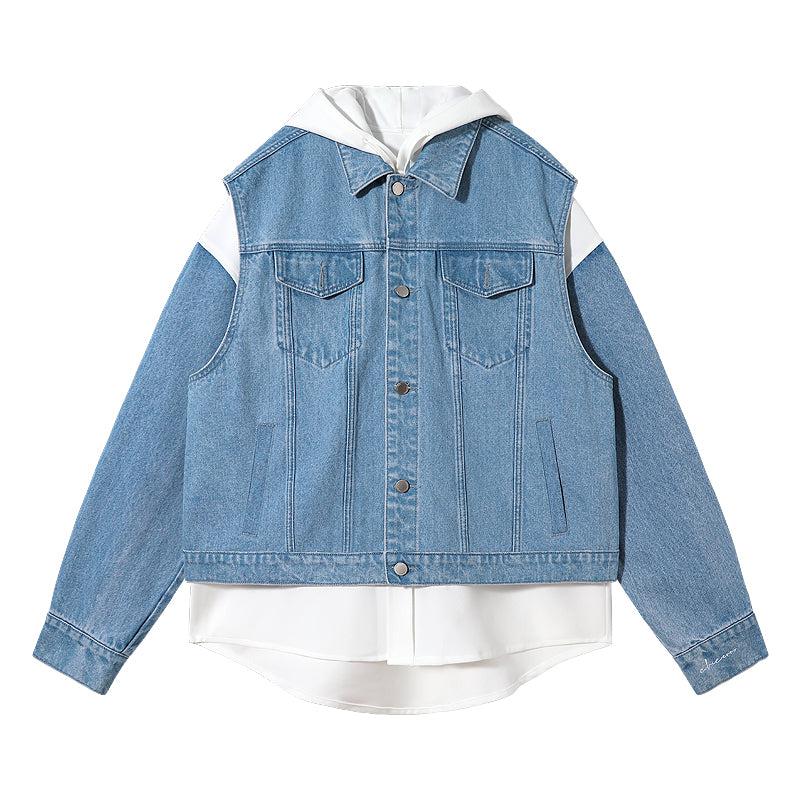 Maxct Hooded Shirt & Denim Sleeveless Jacket Set