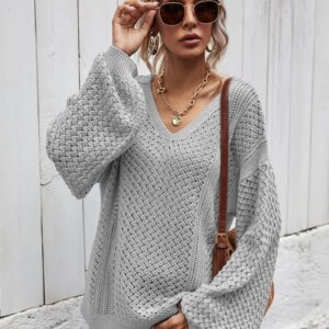 Maxct &V-Neck Dropped Shoulder Sweater