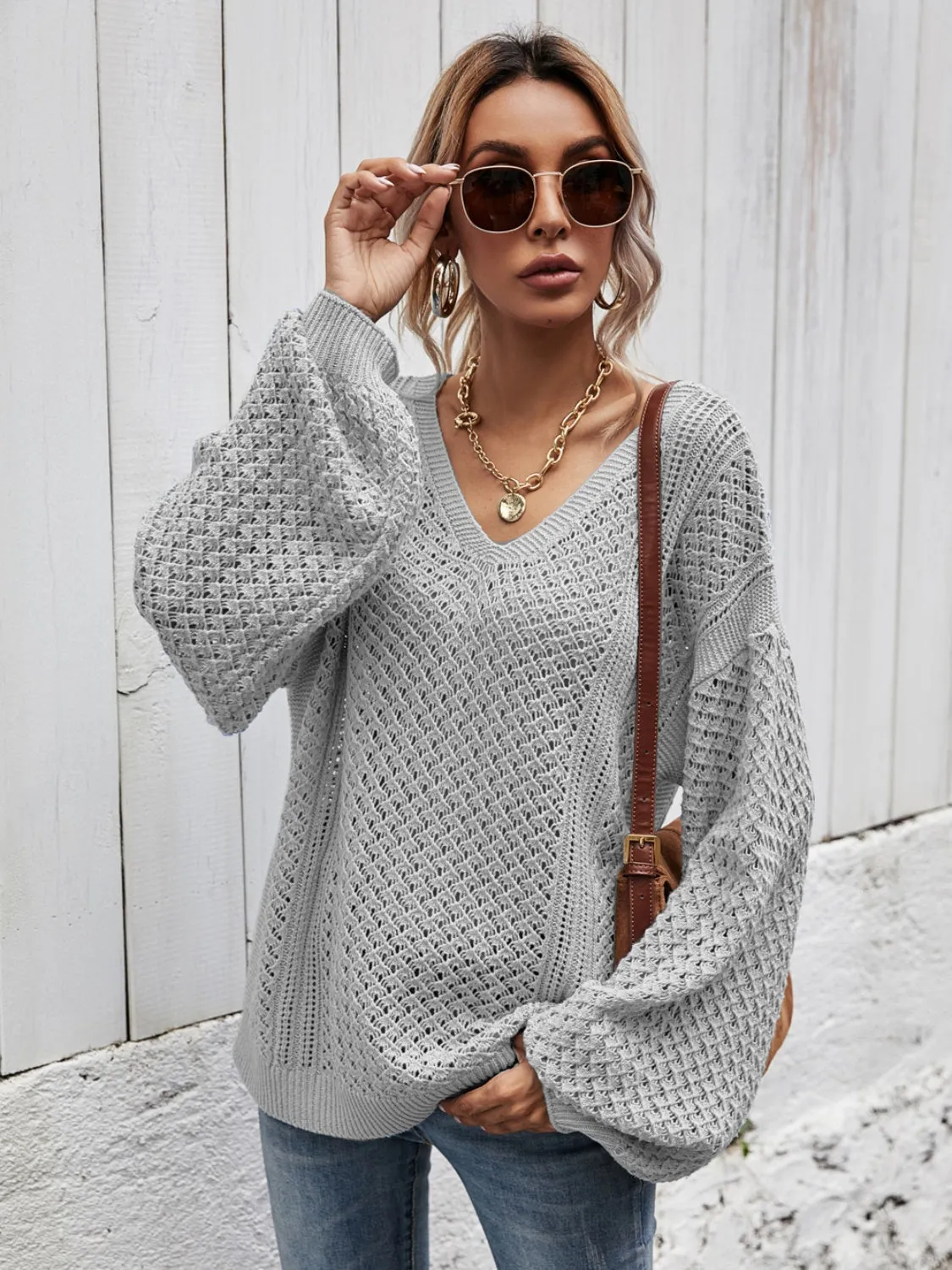Maxct &V-Neck Dropped Shoulder Sweater