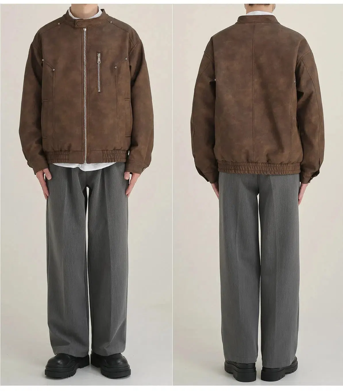 Maxct Retro Matte Leather Rivet Jacket