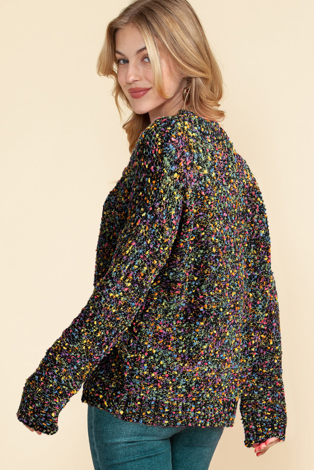 Maxct &Confetti V-Neck Long Sleeve Sweater