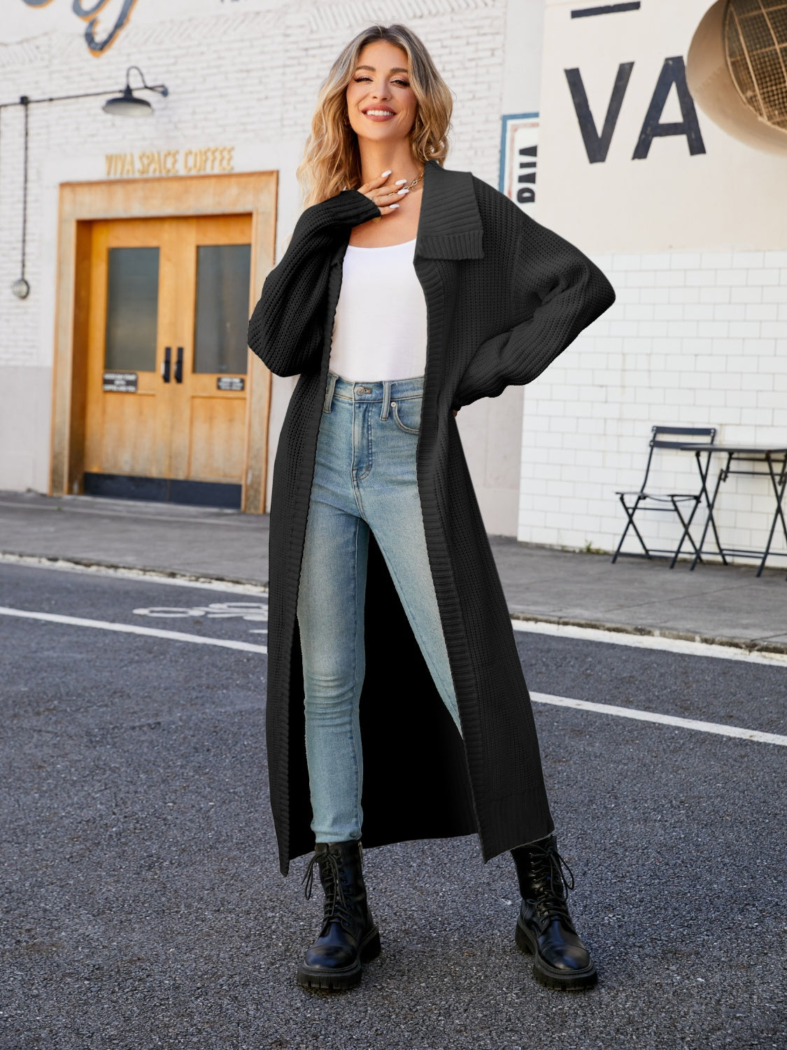 Maxct &Full Size Collared Open Front Duster Cardigan - Image 11