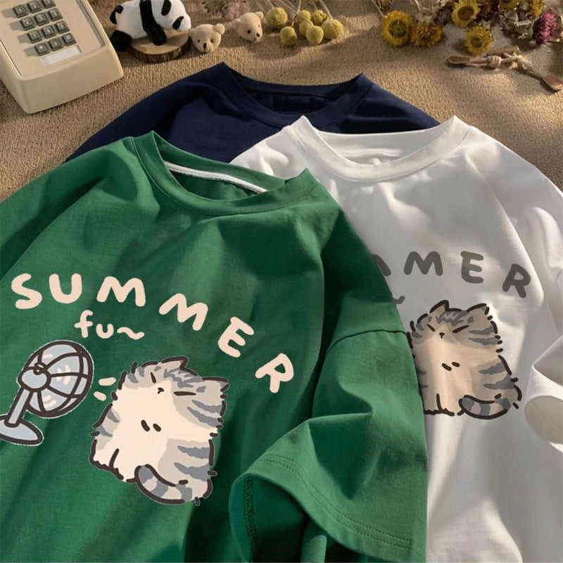 Maxct Aesthetic Kitten Print Oversized T-shirt