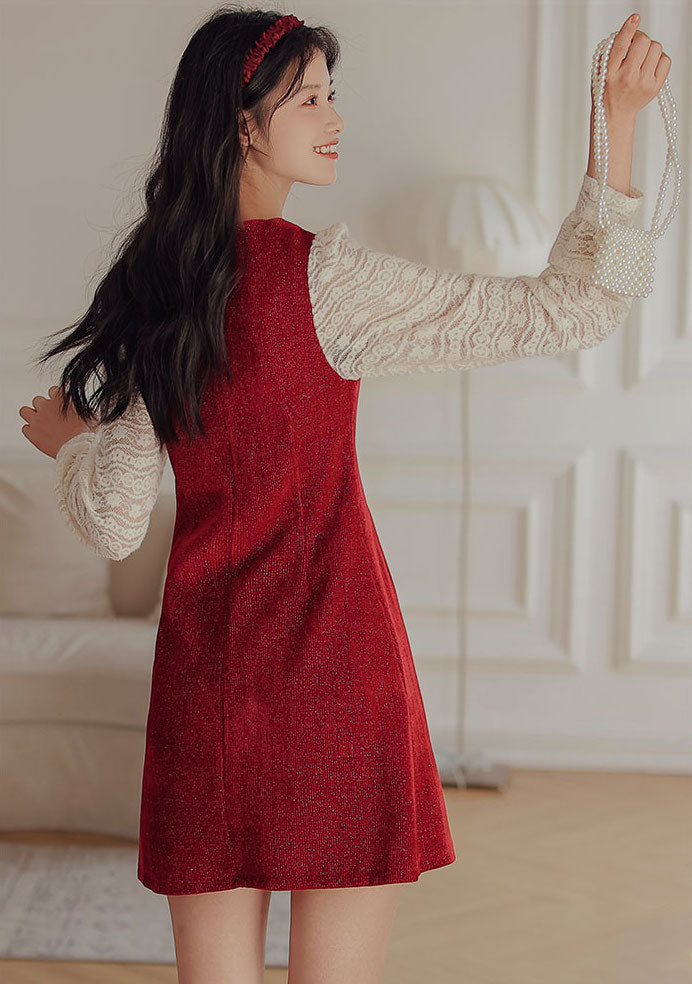 Lace Bow Sweater Dress Maxct